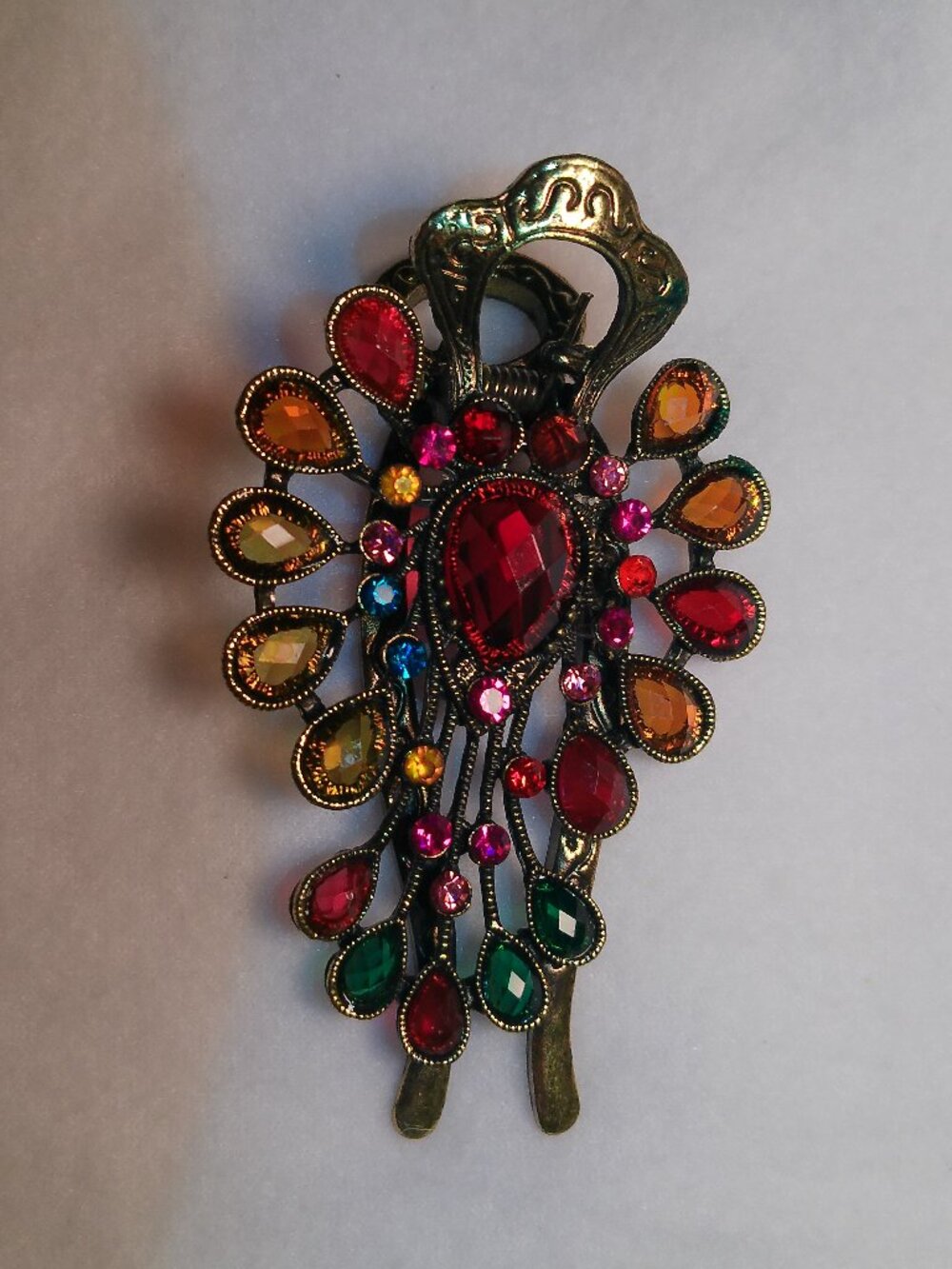 HAIR CLIP MULTI COLOR PLASTIC GEM METAL HAIR CLIP BARRETTE UP DO ACCESSORY